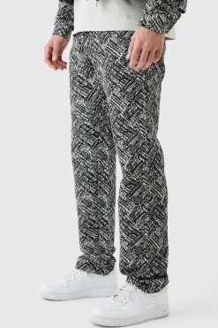 Relaxed Rigid Fabric Interest Jeans | BoohooMAN UK