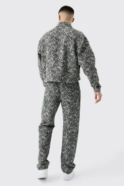 Relaxed Rigid Fabric Interest Jeans | BoohooMAN UK