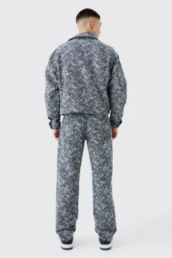 Relaxed Rigid Fabric Interest Jeans | BoohooMAN UK