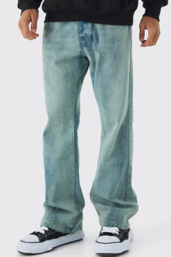 Relaxed Rigid Flare Jean | BoohooMAN UK
