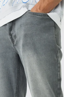Relaxed Rigid Flare Jean In Mid Grey | BoohooMAN UK