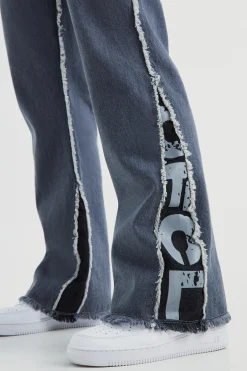 Relaxed Rigid Flare Offcl Panel Jeans | BoohooMAN UK