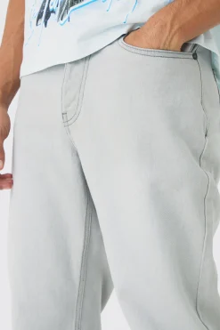 Relaxed Rigid Jean In Ice Grey | BoohooMAN UK