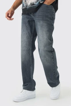 Relaxed Rigid Jean In Mid Grey | BoohooMAN UK