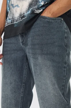 Relaxed Rigid Jean In Mid Grey | BoohooMAN UK