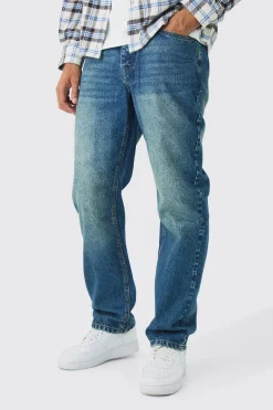 Relaxed Rigid Jean In Vintage Blue | BoohooMAN UK