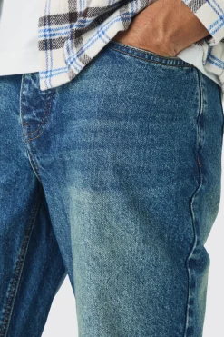 Relaxed Rigid Jean In Vintage Blue | BoohooMAN UK