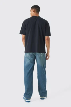 Relaxed Rigid Metal Hardware Jeans | BoohooMAN UK