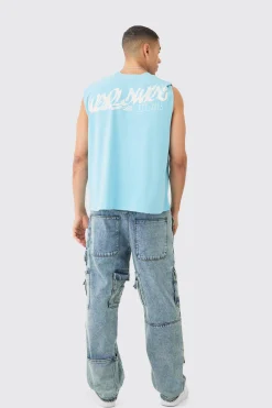 Relaxed Rigid Multi Pocket Cargo Jeans In Tinted Blue | BoohooMAN UK