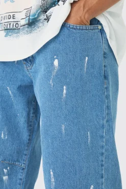 Relaxed Rigid Paint Splatter Denim Jeans | BoohooMAN UK