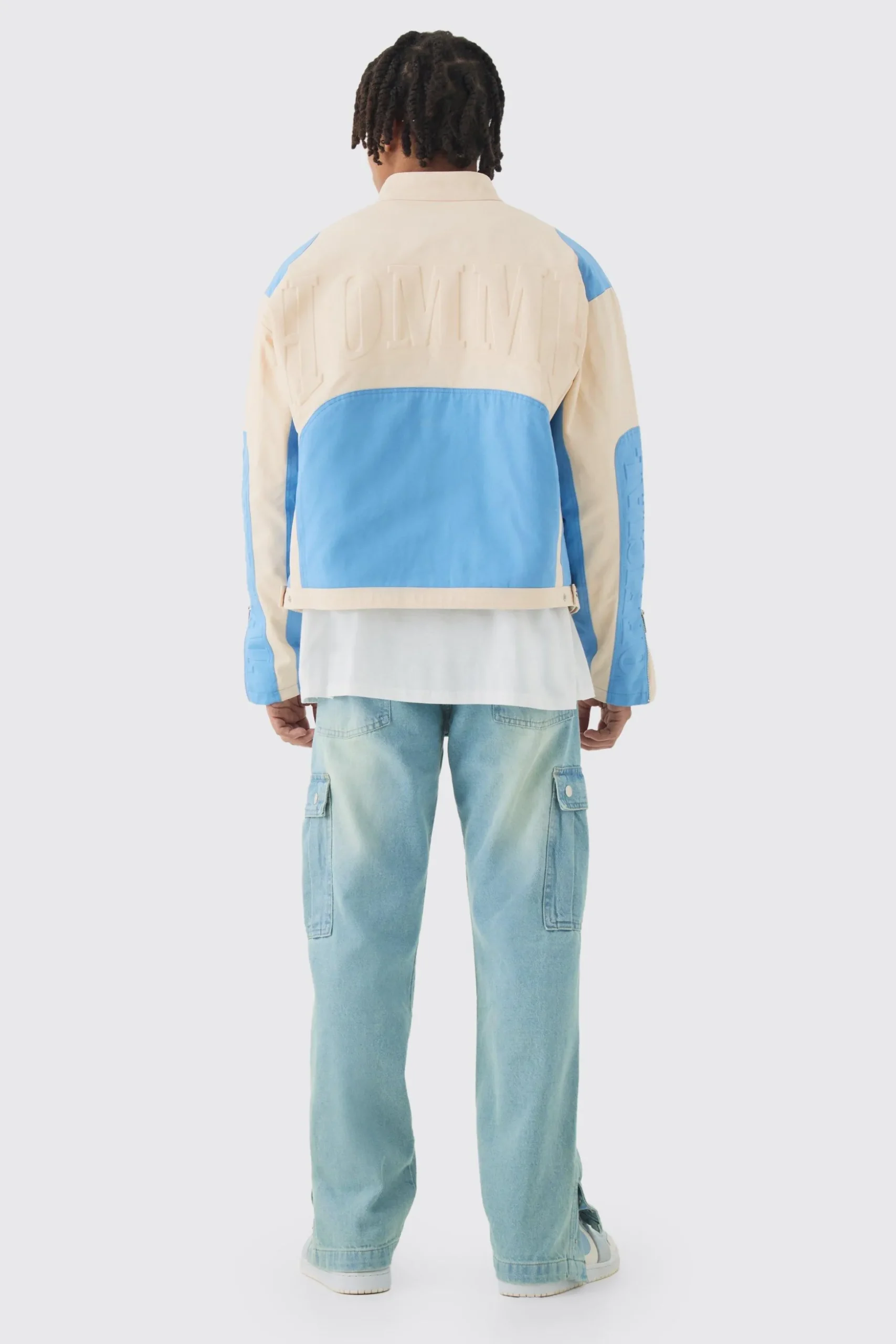 Relaxed Rigid Popper Hem Cargo Jeans | BoohooMAN UK