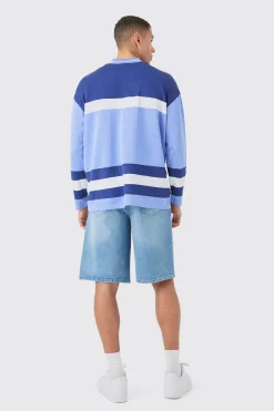 Relaxed Rigid Rippped Carpenter Denim Jort In Light Blue | BoohooMAN UK