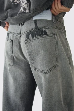 Relaxed Rigid Skeleton Hand Washed Jeans | BoohooMAN UK