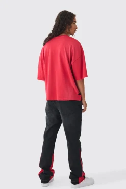 Relaxed Rigid Tinted Wash Star Pu Applique Jeans | BoohooMAN UK