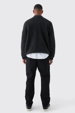 Relaxed Rigid Top Stitch Detail Carpenter Jean In Black | BoohooMAN UK