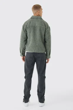 Relaxed Rigid Zip Detail Acid Washed Jeans | BoohooMAN UK