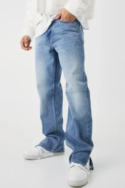Relaxed Rigid Zip Hem Jeans | BoohooMAN UK