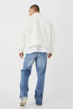 Relaxed Rigid Zip Hem Jeans | BoohooMAN UK