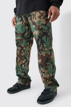 Relaxed Ripstop Camo Cargo Trouser | BoohooMAN UK