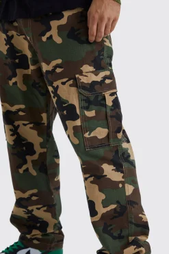 Relaxed Ripstop Gusset Camo Cargo Trouser | BoohooMAN UK