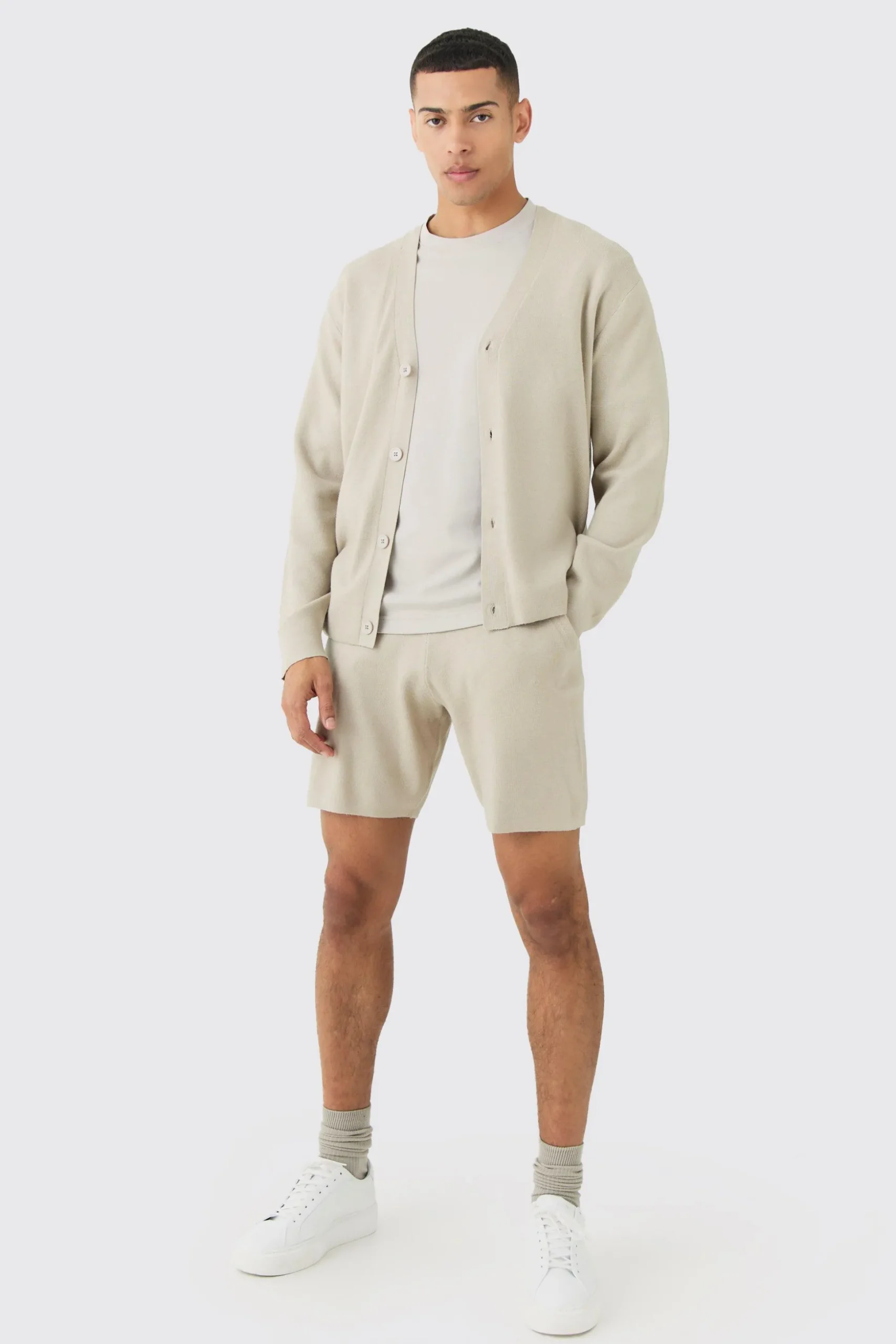 Relaxed Short Length Knitted Short | BoohooMAN UK