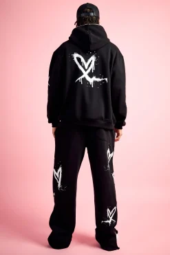 Relaxed Split Hem Heart Jogger | BoohooMAN UK