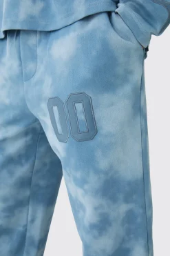 Relaxed Suede And PU Applique Varsity Split Hem Jogger | BoohooMAN UK