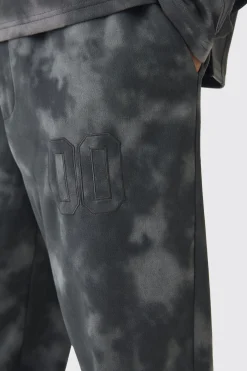 Relaxed Suede And PU Applique Varsity Split Hem Jogger | BoohooMAN UK