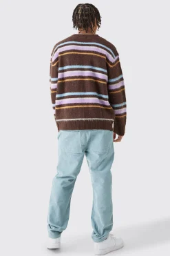 Relaxed Tapered Cord Trouser In Slate | BoohooMAN UK