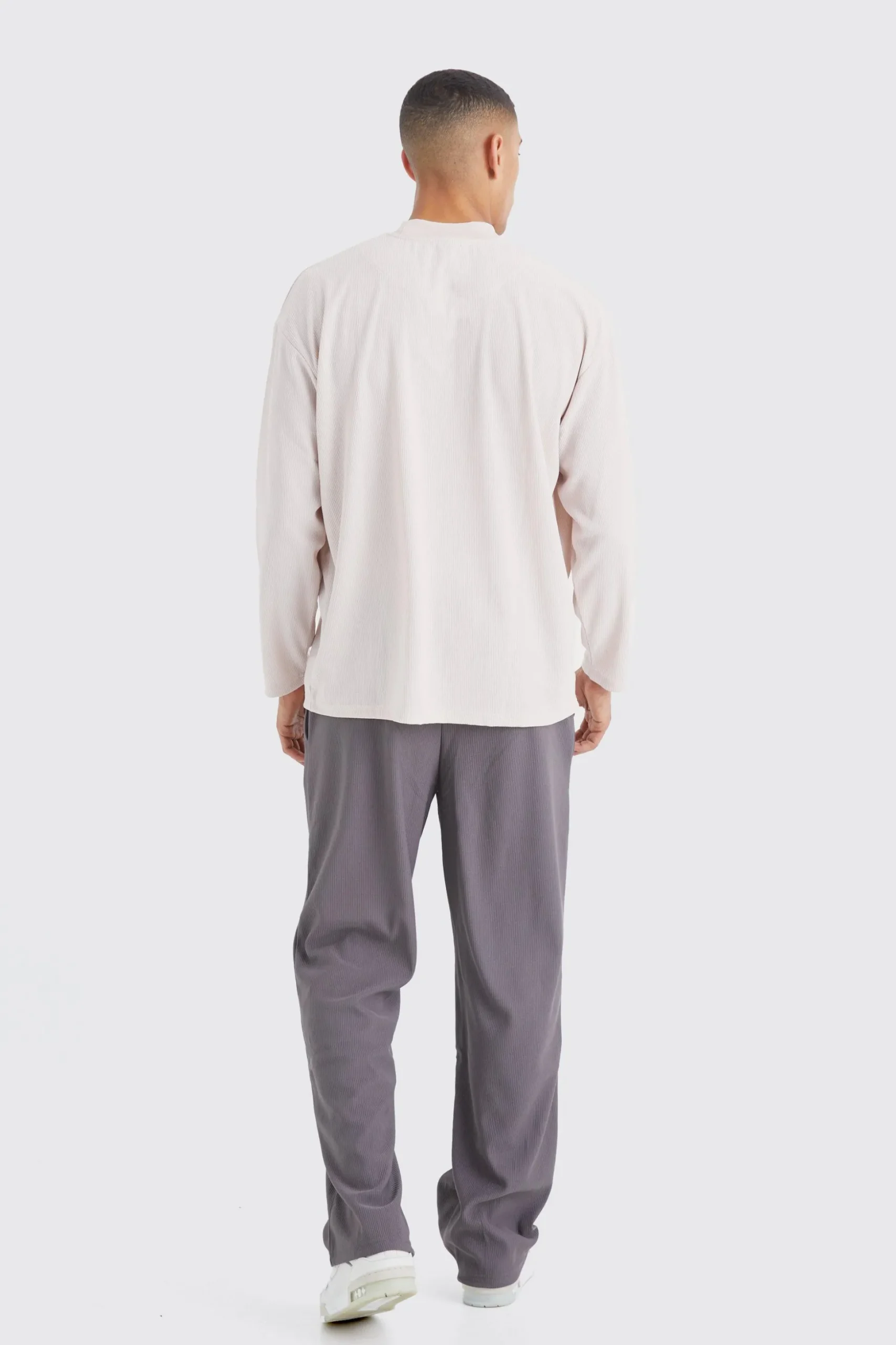 Relaxed Tapered Ottoman Rib Jogger | BoohooMAN UK