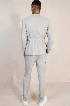 Relaxed Tie Front Cargo Pocket Suit | BoohooMAN UK