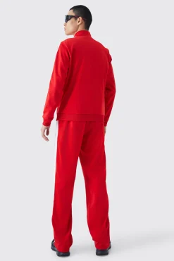 Relaxed Tricot Zip Detail Tracksuit | BoohooMAN UK