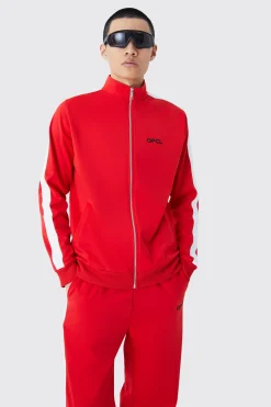 Relaxed Tricot Zip Detail Tracksuit | BoohooMAN UK