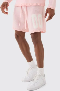 Relaxed Varsity Jacquard Knit Short | BoohooMAN UK