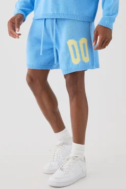 Relaxed Varsity Jacquard Knit Short | BoohooMAN UK