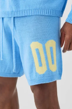 Relaxed Varsity Jacquard Knit Short | BoohooMAN UK