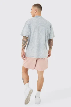 Relaxed Volley Fit Acid Washed Shorts | BoohooMAN UK