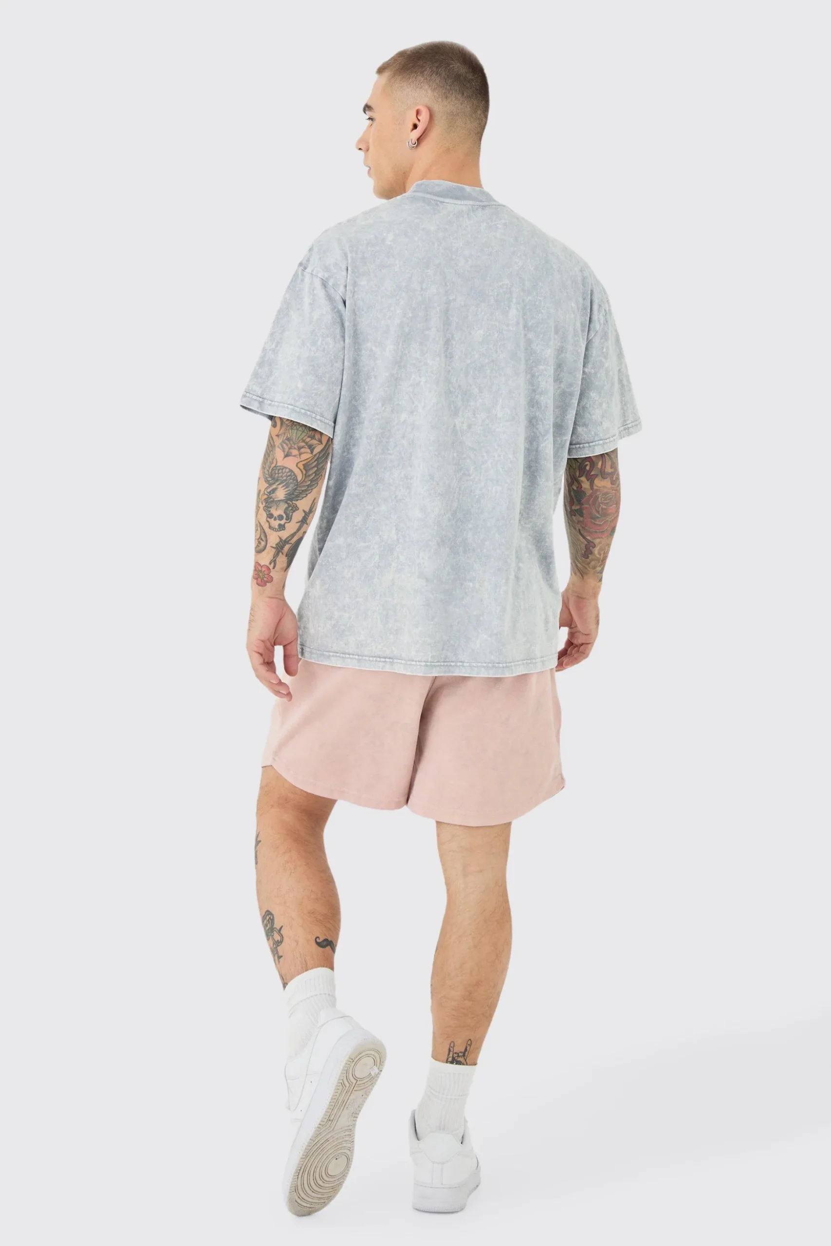 Relaxed Volley Fit Acid Washed Shorts | BoohooMAN UK