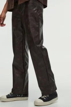 Relaxed Washed Pu Trousers | BoohooMAN UK