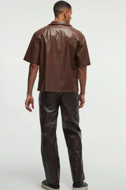 Relaxed Washed Pu Trousers | BoohooMAN UK