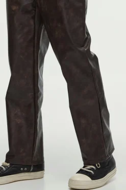 Relaxed Washed Pu Trousers | BoohooMAN UK
