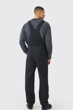 Relaxed Washed Twill Official Dungarees | BoohooMAN UK