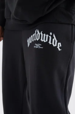 Relaxed Worldwide Graphic Joggers | BoohooMAN UK
