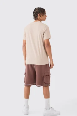 Relaxed Worlwide Contrast Stitch Cargo Shorts | BoohooMAN UK