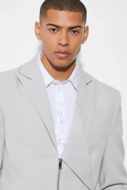 Relaxed Zip Blazer | BoohooMAN UK