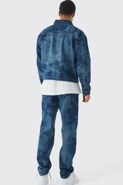 Renaissance Laser Print Denim Set | BoohooMAN UK