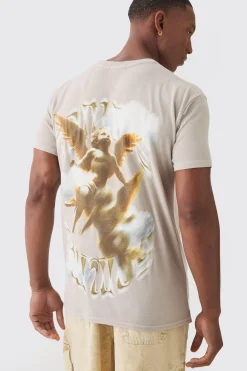 Renaissance Print Wash T-shirt | BoohooMAN UK