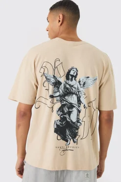 Renaissance Print Washed T-Shirt | BoohooMAN UK