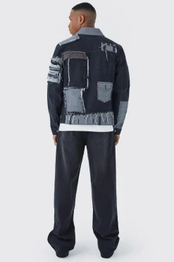 Re-purposed Patchwork Denim Jacket | BoohooMAN UK