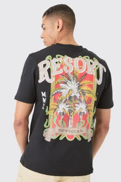 Resort Printed Regular Fit T-shirt | BoohooMAN UK